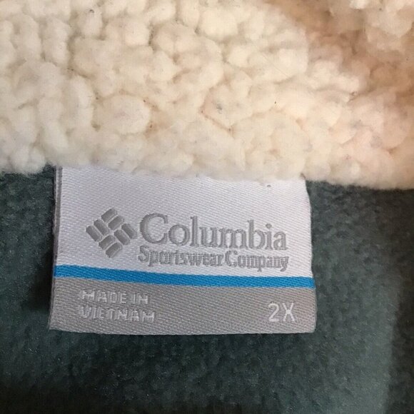 Columbia Vest Men's 2XL Green Color-block Sherpa Fleece Attached Hood - Picture 3 of 3